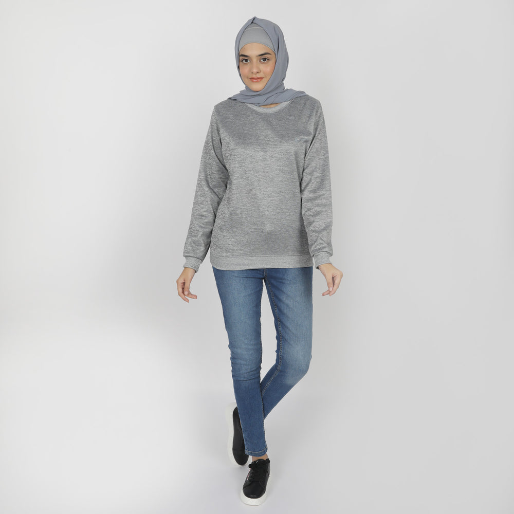 Women's Full Sleeves Sweat Shirt - Grey, Women Sweatshirts & Hoodies, Chase Value, Chase Value