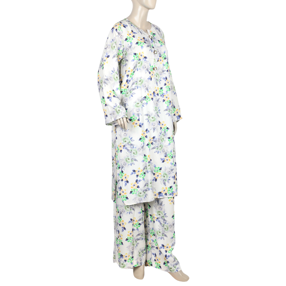 Women's Printed Linen Co-Ord Set - White, Women Co-Ord Set, Chase Value, Chase Value