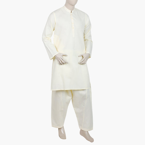 Men's Plain Kurta Shalwar Suit - Off White