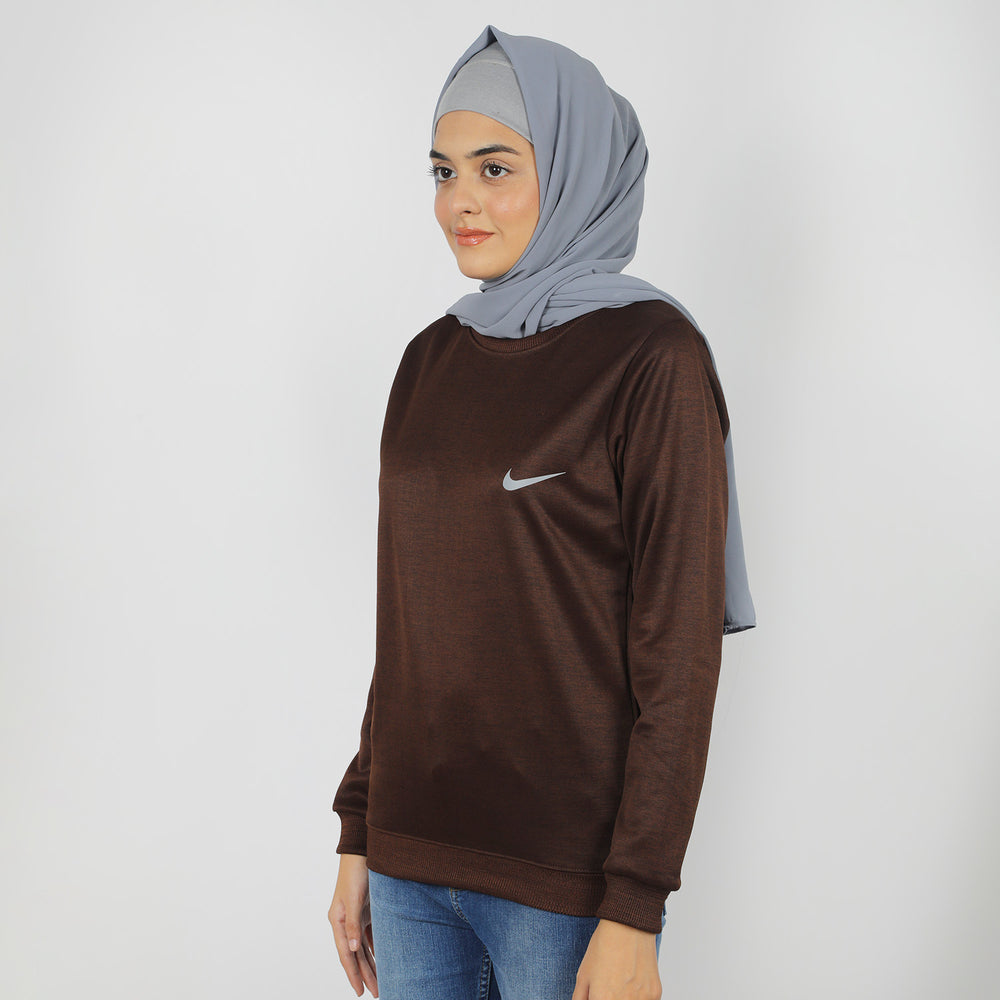 Women's Full Sleeves Sweat Shirt - Coffee, Women Sweatshirts & Hoodies, Chase Value, Chase Value