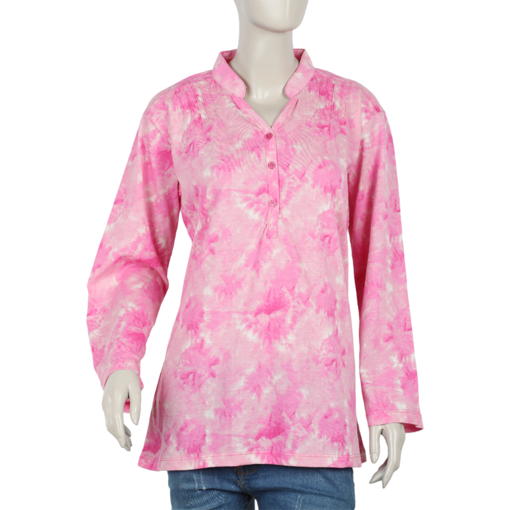 Women's Full Sleeves Printed Top - Pink, Women T-Shirts & Tops, Chase Value, Chase Value