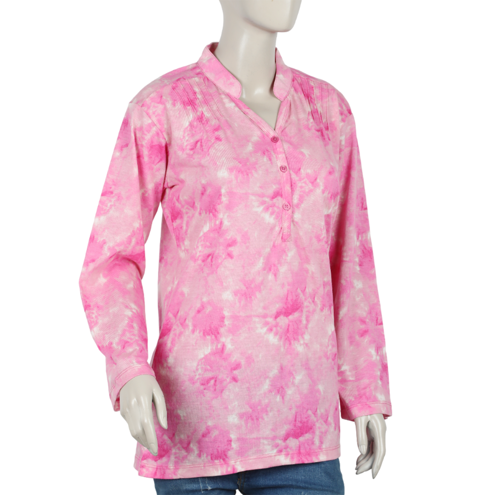 Women's Full Sleeves Printed Top - Pink, Women T-Shirts & Tops, Chase Value, Chase Value