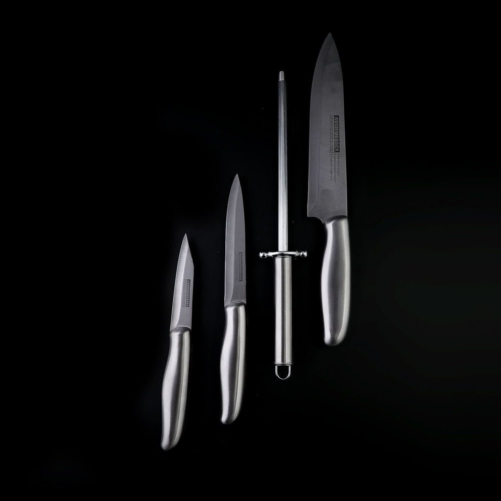 Knife Set Pack Of 4 - Silver, Knives & Cutting Board, Chase Value, Chase Value