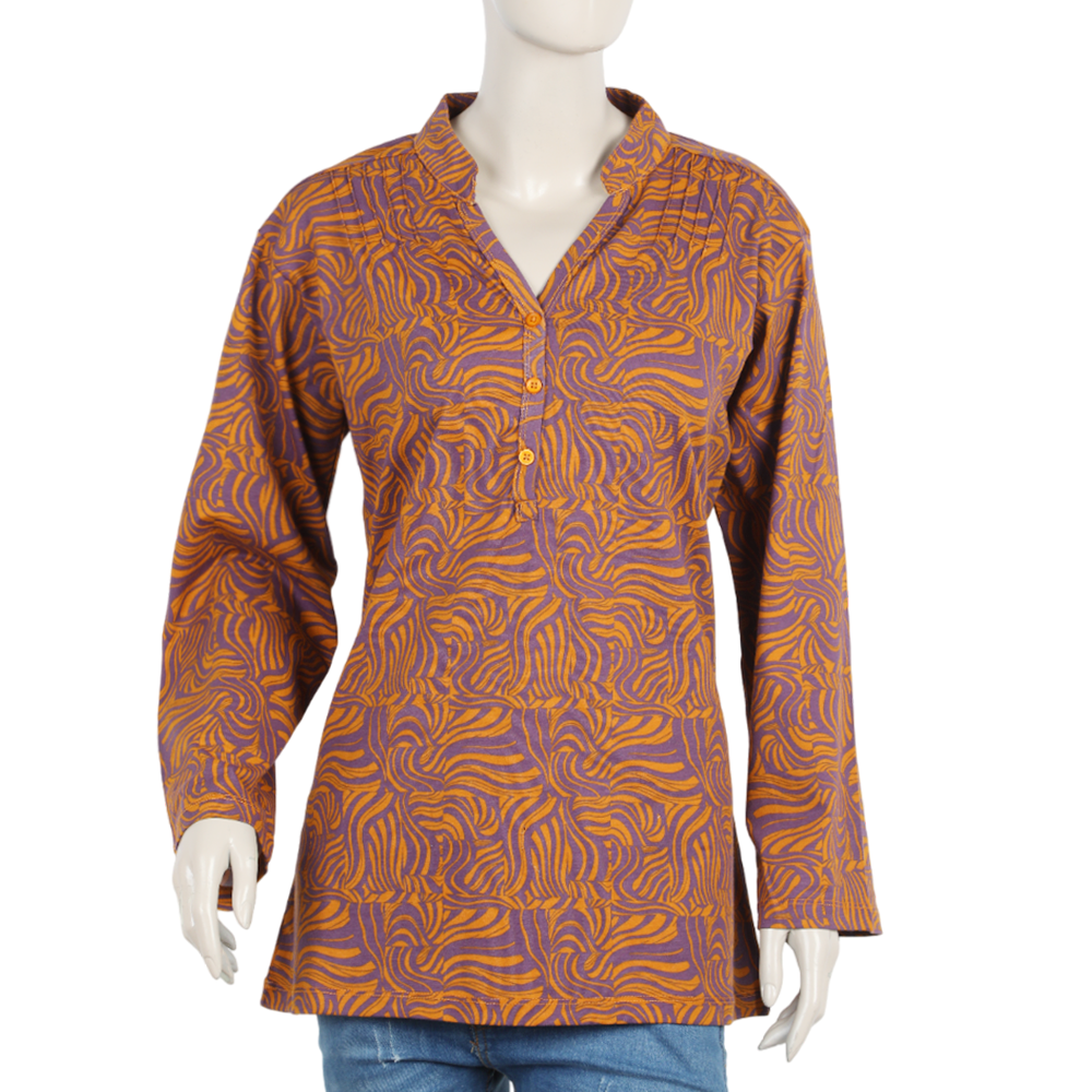 Women's Full Sleeves Printed Top - Purple, Women T-Shirts & Tops, Chase Value, Chase Value