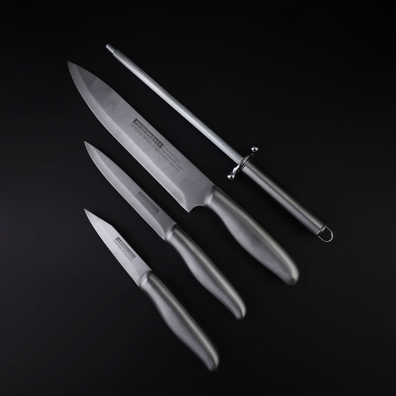Knife Set Pack Of 4 - Silver, Knives & Cutting Board, Chase Value, Chase Value