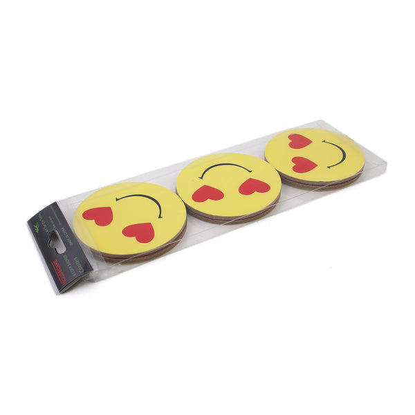 Wooden Emoji Tea Coaster 6Pcs