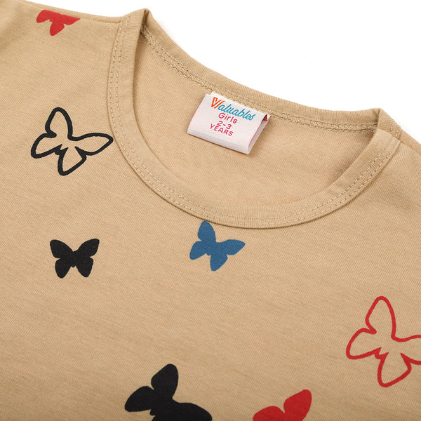 Girls Full Sleeves T-Shirt - Light Brown