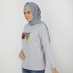 Eminent Women's Full Sleeves T-Shirt - Ash Grey