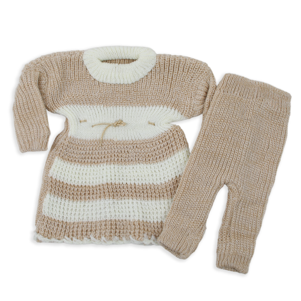 Newborn Girls Woolen Suits - Light Brown, Newborn Girls Sets & Suits, Chase Value, Chase Value