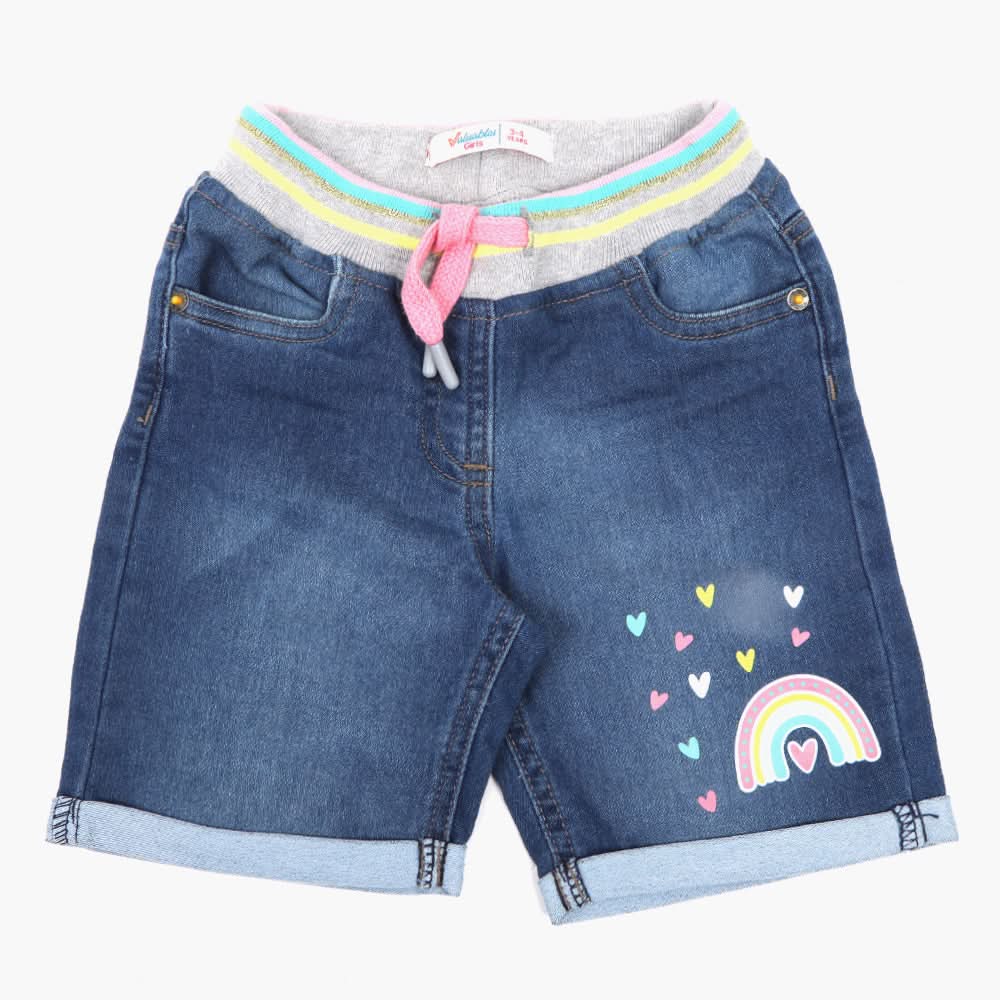 Girls Denim Short - Blue, Girls Shorts Skirts, Chase Value, Chase Value