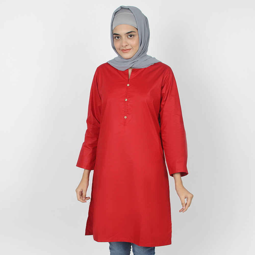 Women's Stitched Kurti - Red, Women Ready Kurtis, Chase Value, Chase Value