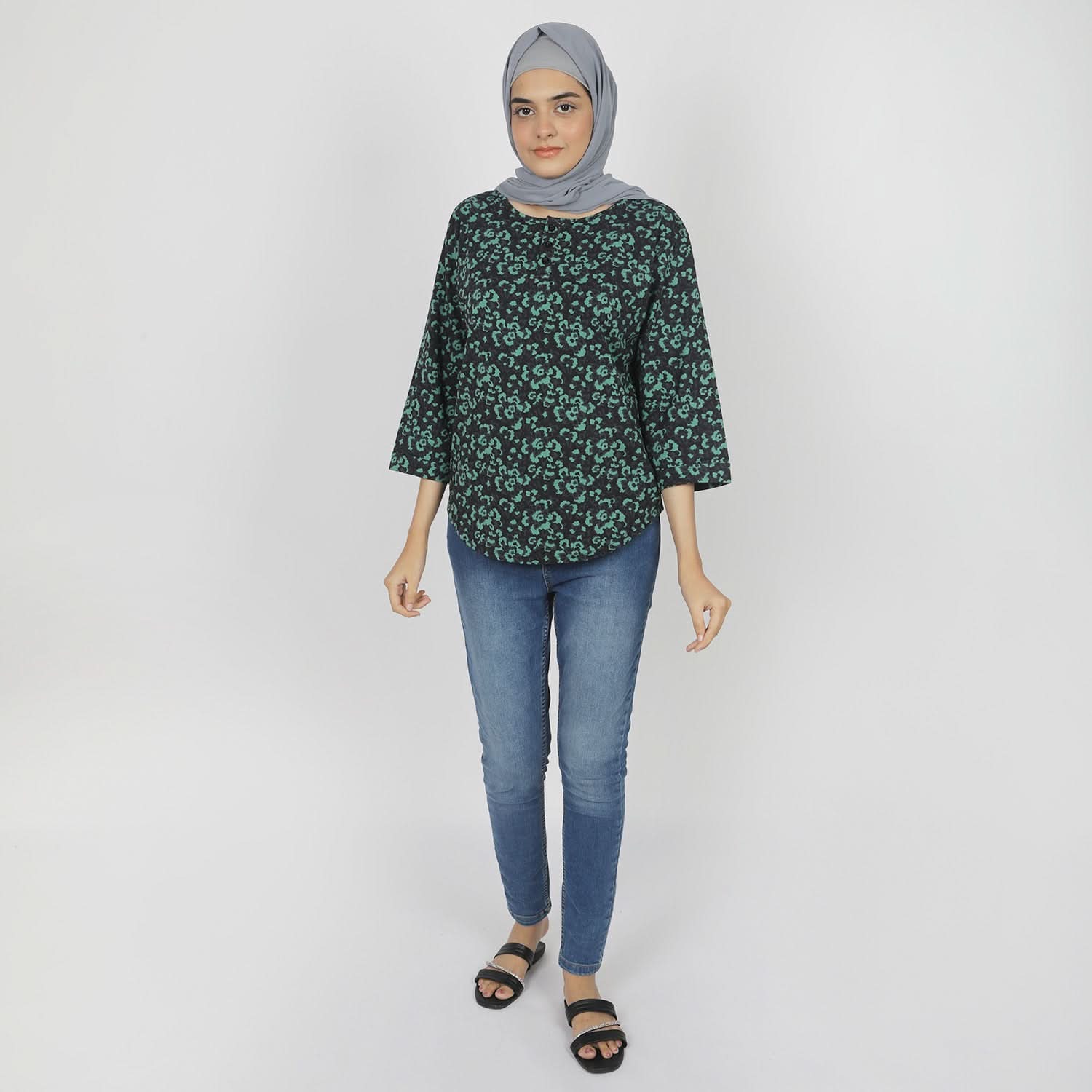 Women's Full Sleeves Printed Top - Dark Green, Women T-Shirts & Tops, Chase Value, Chase Value