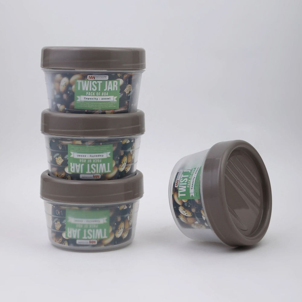Max Ware Twist Jar Large 200ML Pack Of 4, Storage Boxes, Chase Value, Chase Value