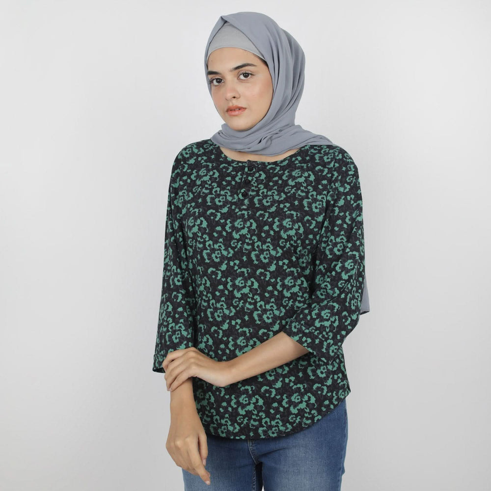 Women's Full Sleeves Printed Top - Dark Green, Women T-Shirts & Tops, Chase Value, Chase Value