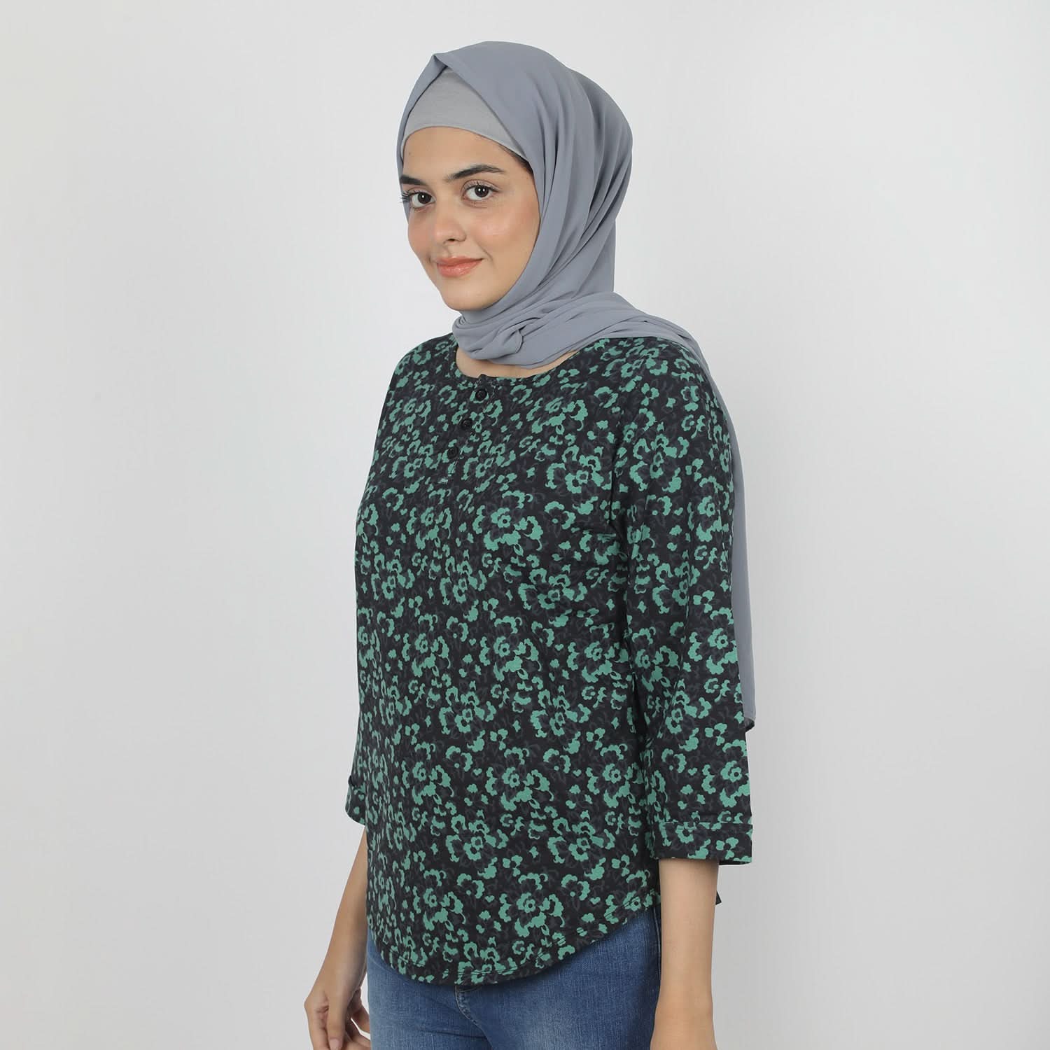 Women's Full Sleeves Printed Top - Dark Green, Women T-Shirts & Tops, Chase Value, Chase Value