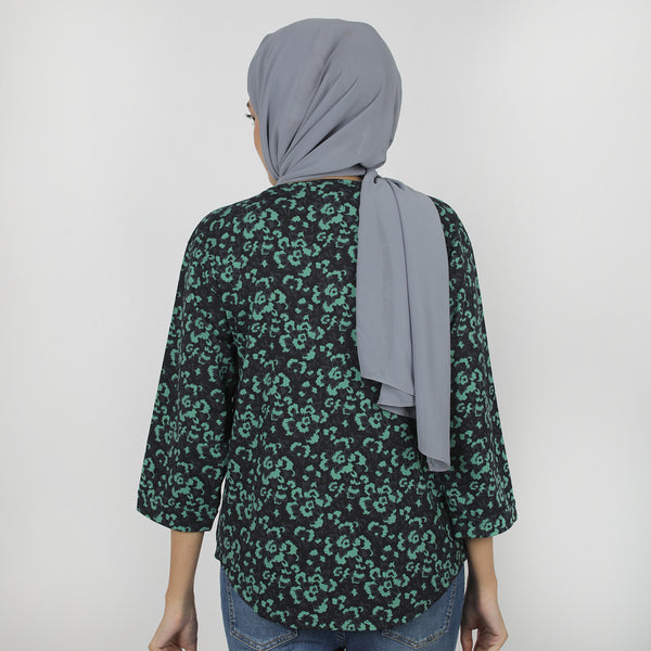 Women's Full Sleeves Printed Top - Dark Green
