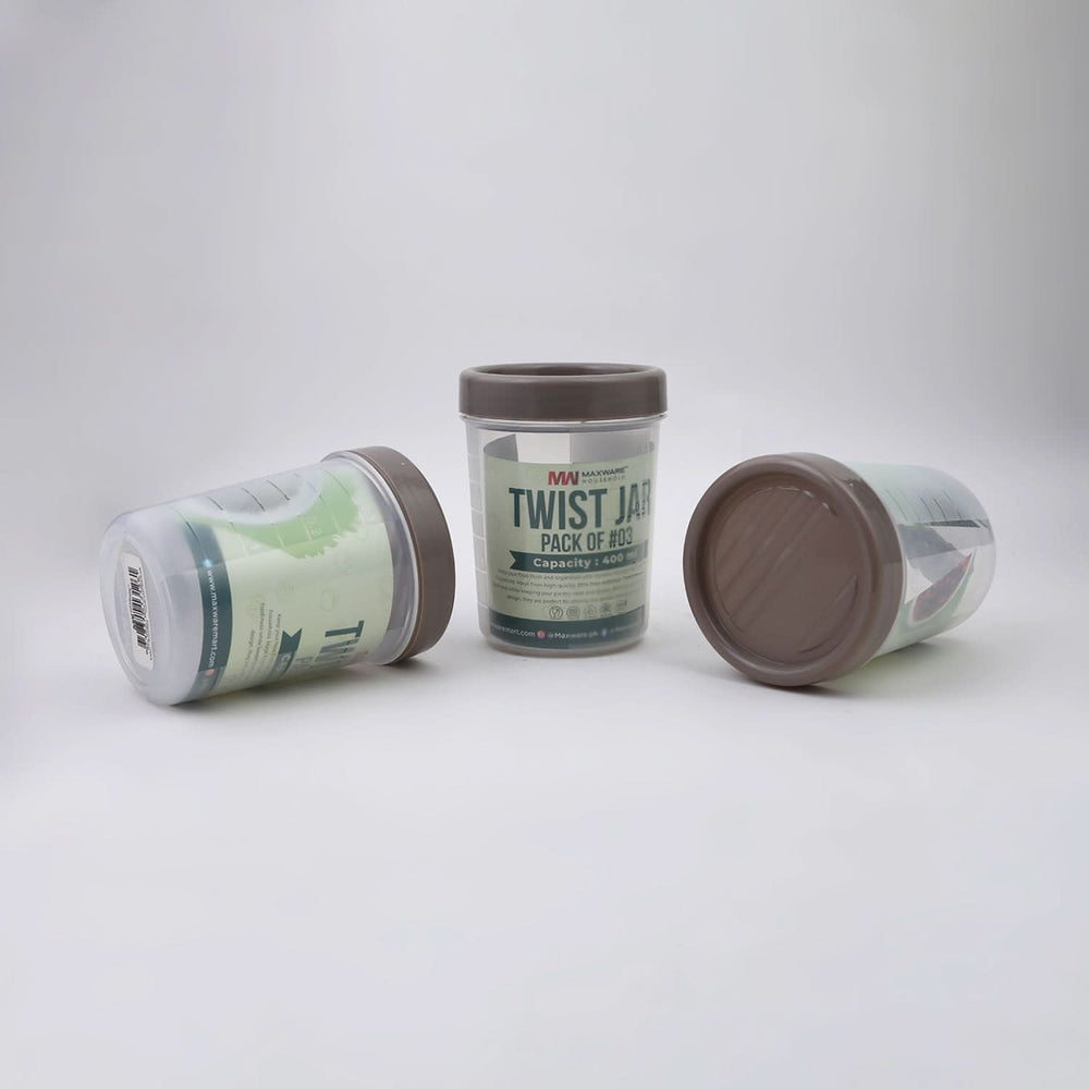 Max Ware Twist Jar Large 400ML Pack Of 3, Storage Boxes, Chase Value, Chase Value