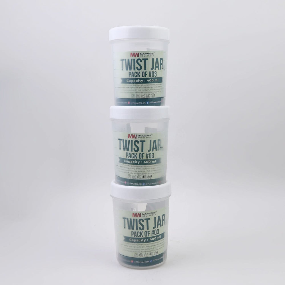 Max Ware Twist Jar Large 400ML Pack Of 3, Storage Boxes, Chase Value, Chase Value