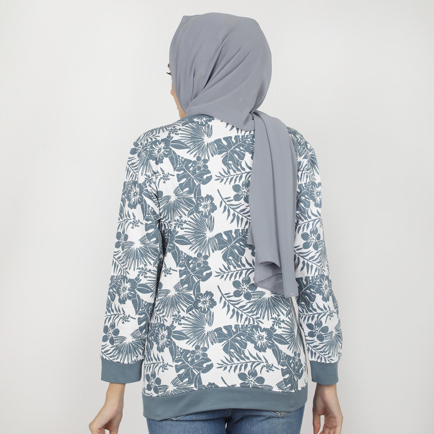 Women's Full Sleeves Sweat Shirt - White Blue, Women Sweatshirts & Hoodies, Chase Value, Chase Value