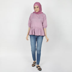 Women's Check Frill Top - Purple