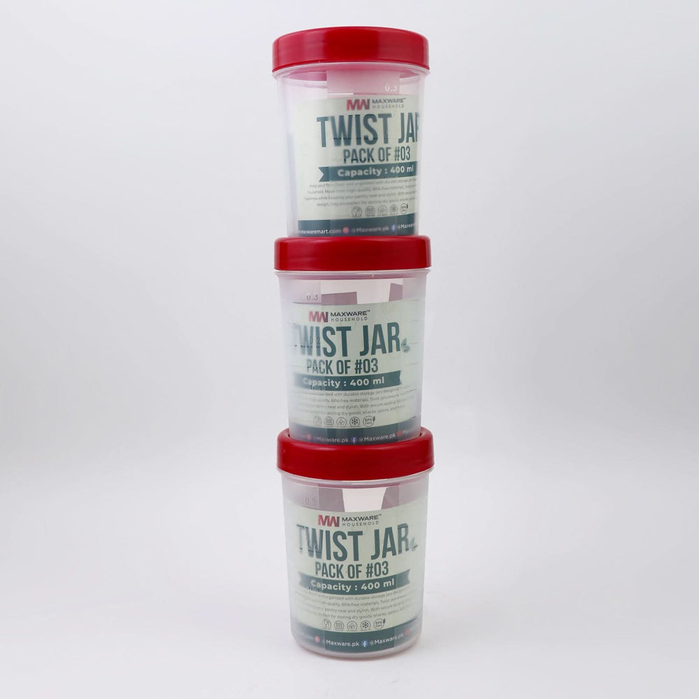 Max Ware Twist Jar Large 400ML Pack Of 3, Storage Boxes, Chase Value, Chase Value