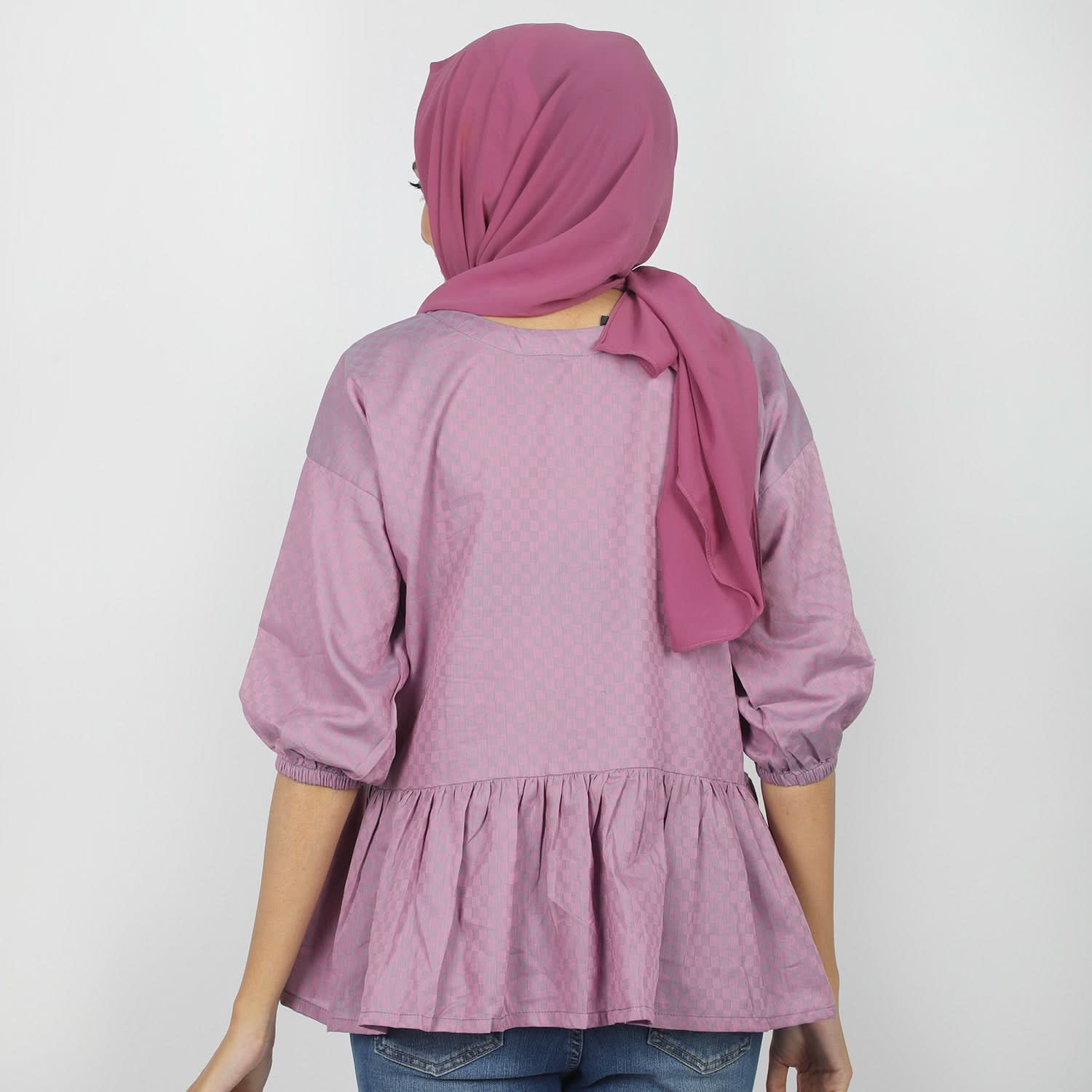 Women's Check Frill Top - Purple, Women T-Shirts & Tops, Chase Value, Chase Value