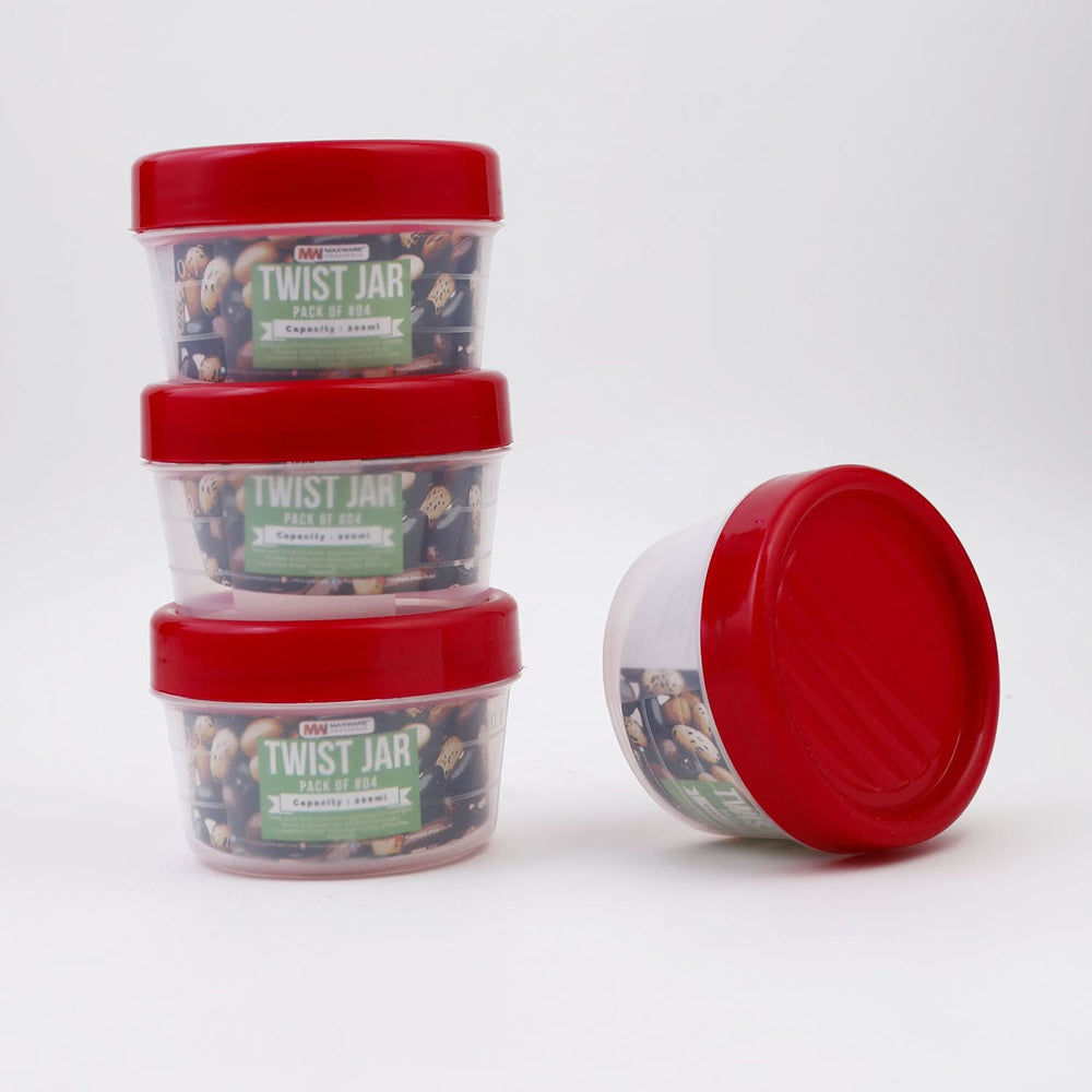 Max Ware Twist Jar Large 200ML Pack Of 4, Storage Boxes, Chase Value, Chase Value