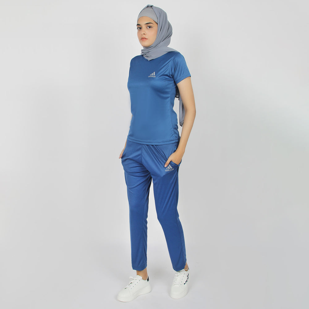 Women's Half Sleeves Track Suit - Blue, Women Two Piece Outfit, Chase Value, Chase Value