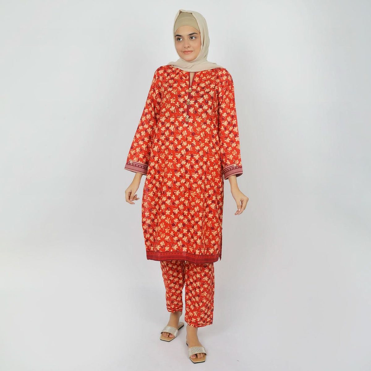 Eminent Women's Printed khaddar 2pcs Suit - Rust, Women Shalwar Suits, Eminent, Chase Value