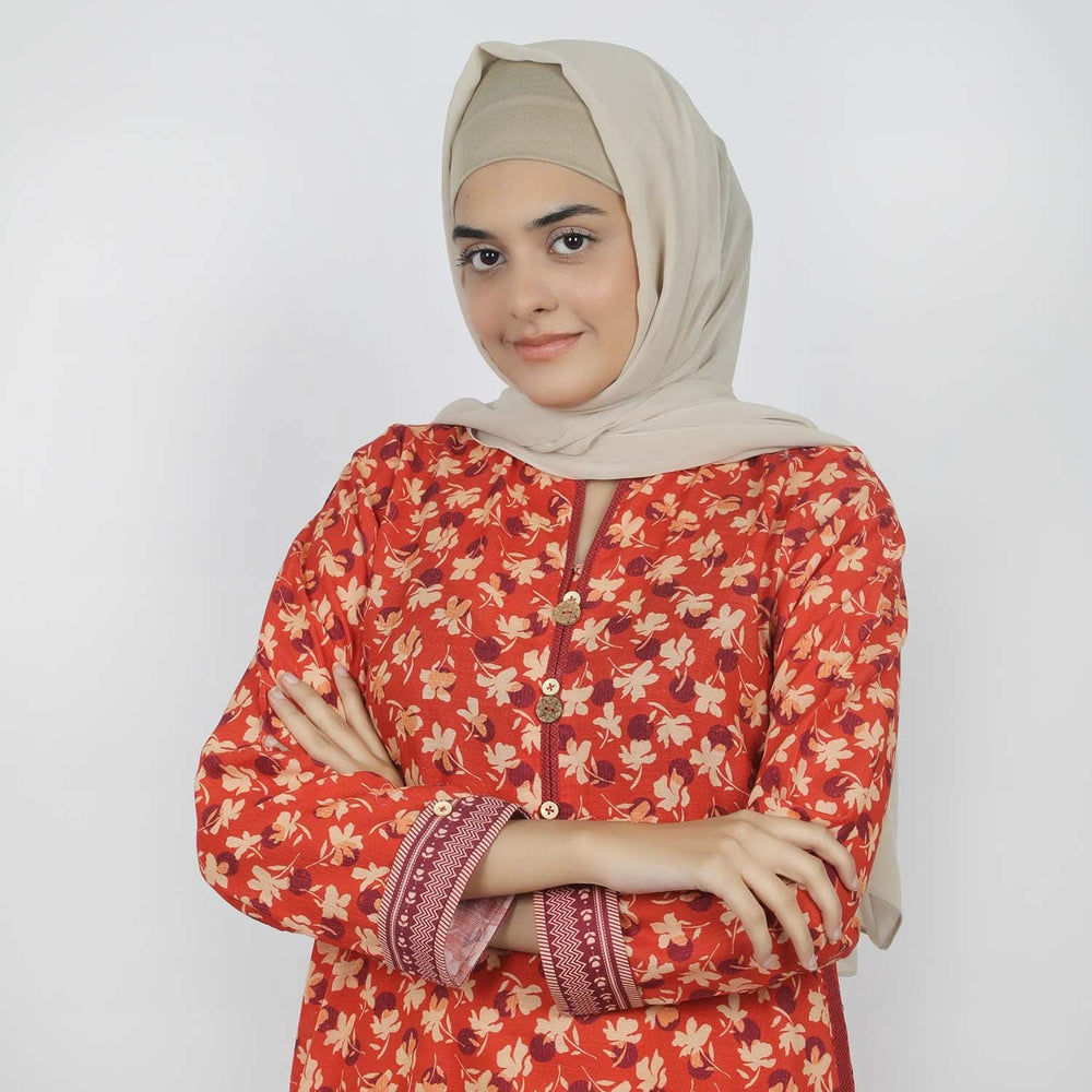 Eminent Women's Printed khaddar 2pcs Suit - Rust, Women Shalwar Suits, Eminent, Chase Value
