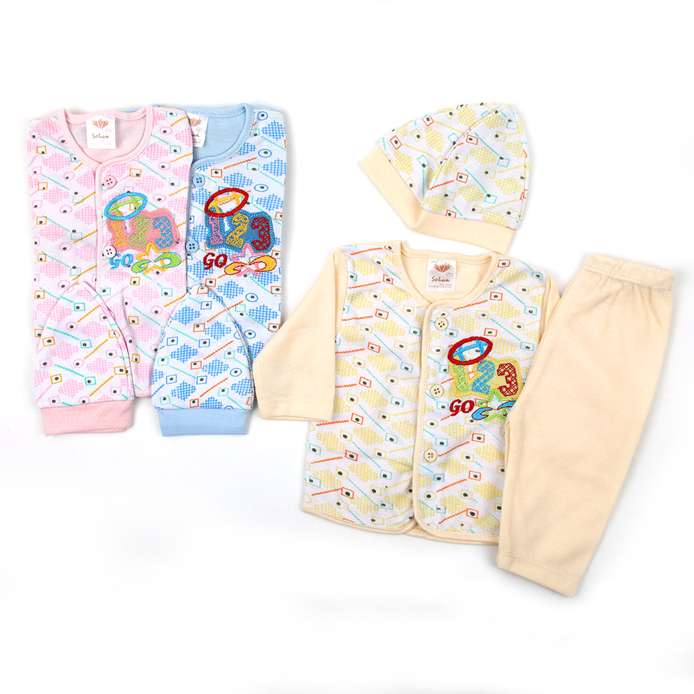Newborn Girls Jhabla Suit - Pack of 3, Newborn Girls Sets & Suits, Chase Value, Chase Value