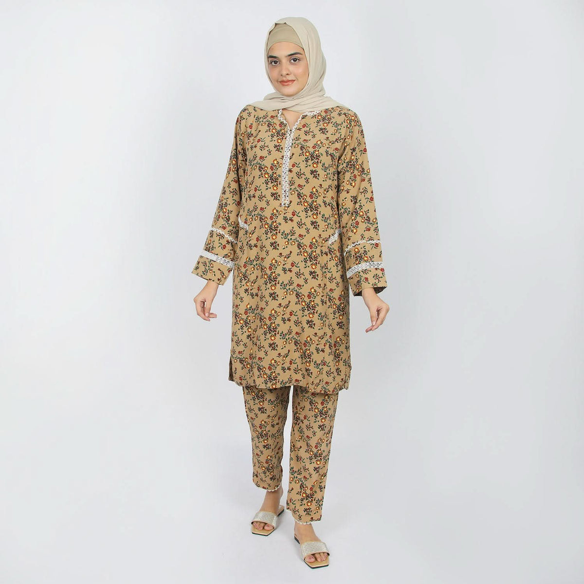 Women's Printed Co-Ord Set - Light Brown, Women Co-Ord Set, Chase Value, Chase Value
