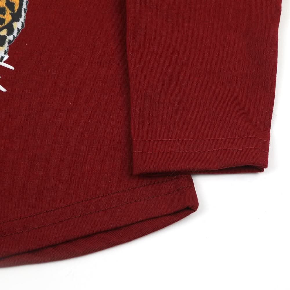 Newborn Girls Full Sleeves T-Shirt - Maroon, Newborn Girls T-Shirts, Chase Value, Chase Value