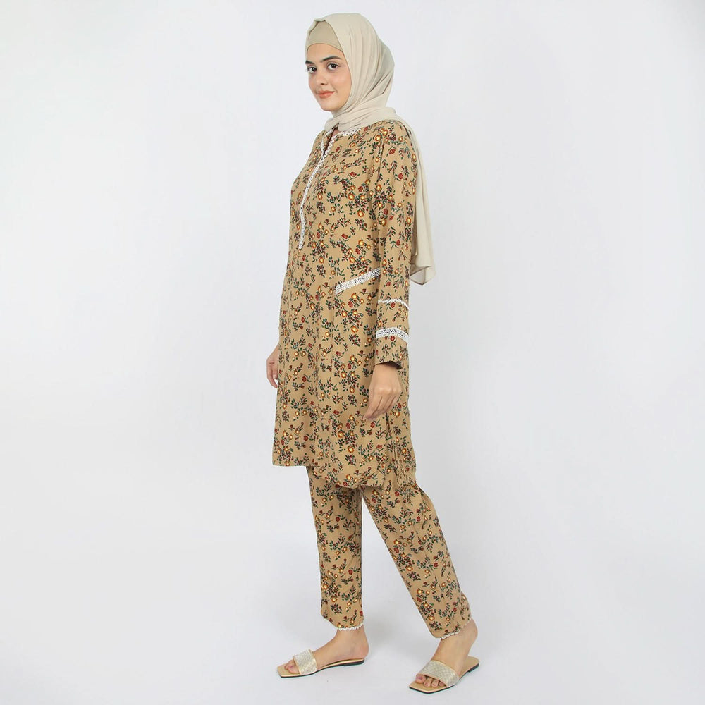 Women's Printed Co-Ord Set - Light Brown, Women Co-Ord Set, Chase Value, Chase Value