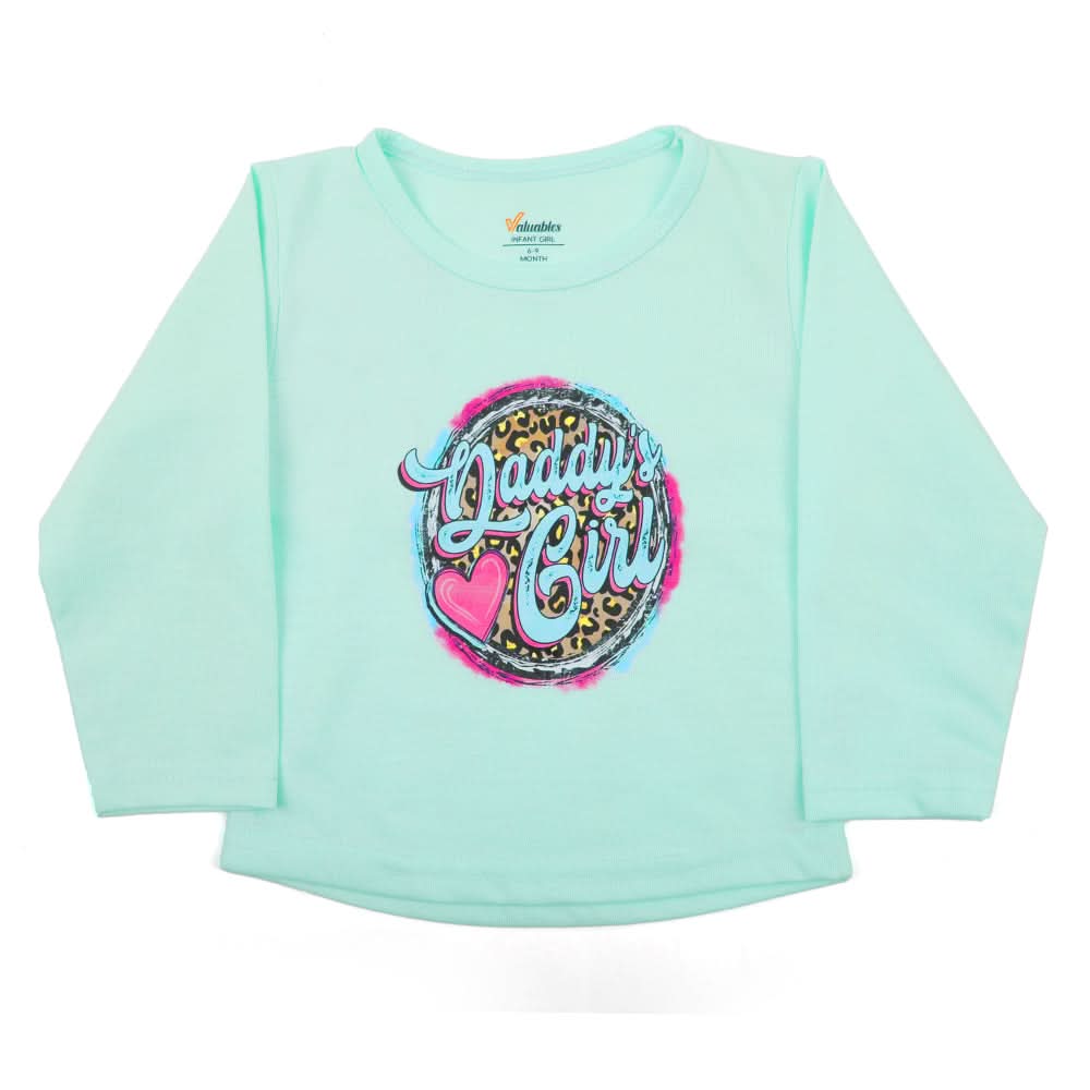 Newborn Girls Full Sleeves T-Shirt - Cyan, Newborn Girls T-Shirts, Chase Value, Chase Value
