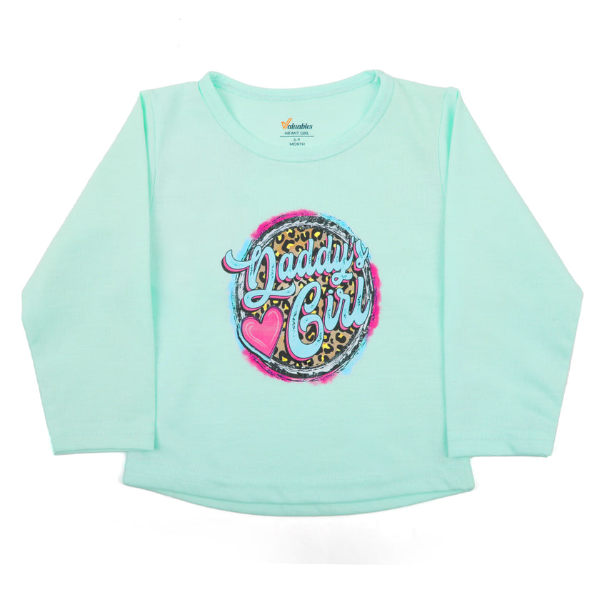 Newborn Girls Full Sleeves T-Shirt - Cyan