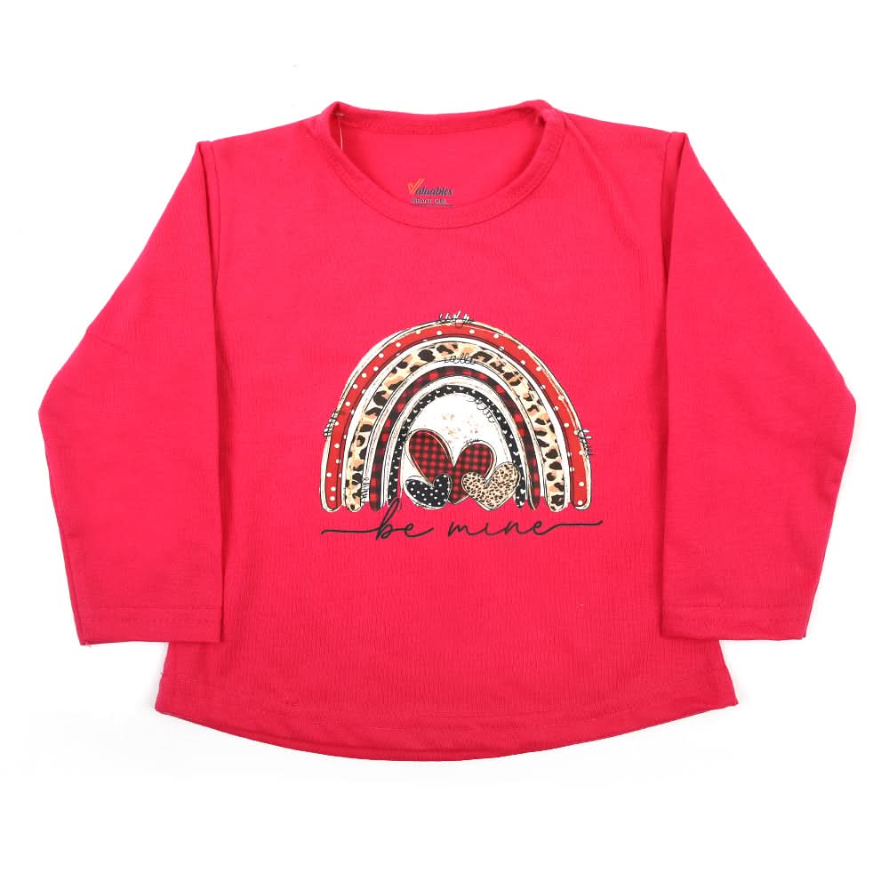 Newborn Girls Full Sleeves T-Shirt - Pink, Newborn Girls T-Shirts, Chase Value, Chase Value
