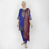 Women's Printed Stitched 03pcs Suit - Dark Blue, Women Shalwar Suits, Chase Value, Chase Value