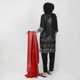 Women's Printed Stitched 03pcs Suit - Black, Women Shalwar Suits, Chase Value, Chase Value