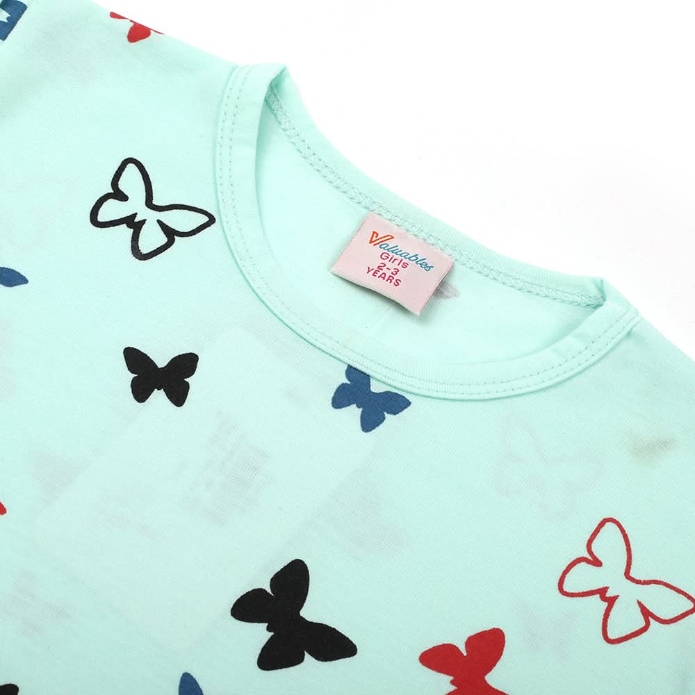 Girls Full Sleeves T-Shirt - Cyan, Girls T-Shirts, Chase Value, Chase Value