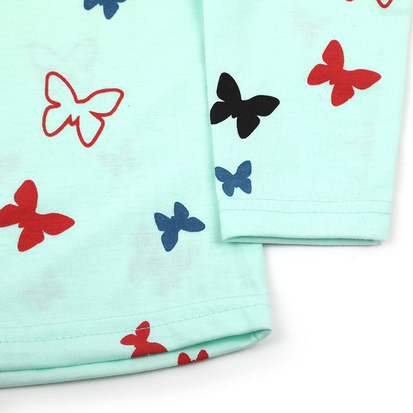 Girls Full Sleeves T-Shirt - Cyan