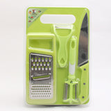 Kitchen Cutting Tool Set Pack of 5, Knives & Cutting Board, Chase Value, Chase Value