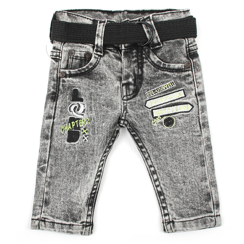 Newborn Boys Denim Pant - Grey