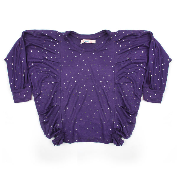 Girls Knitted Top - Purple