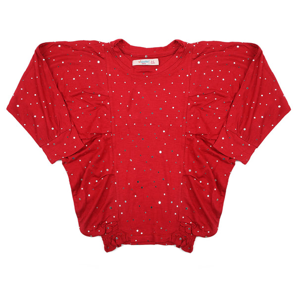 Girls Knitted Top - Red