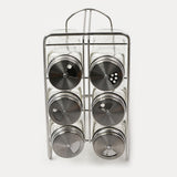 Spice Rack Glass 6Pc With Stand - Silver, Spice Boxes, Chase Value, Chase Value
