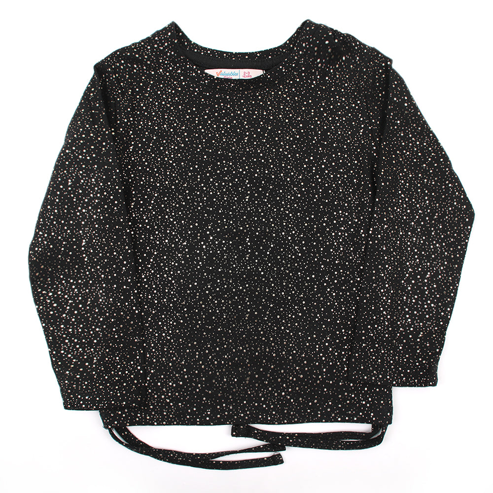 Girls Knitted Top - Black, Girls Tops, Chase Value, Chase Value
