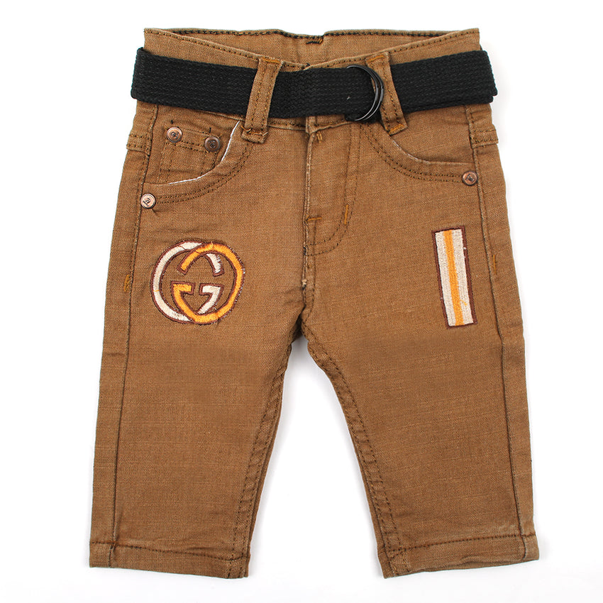 Newborn Boys Denim Pant - Brown