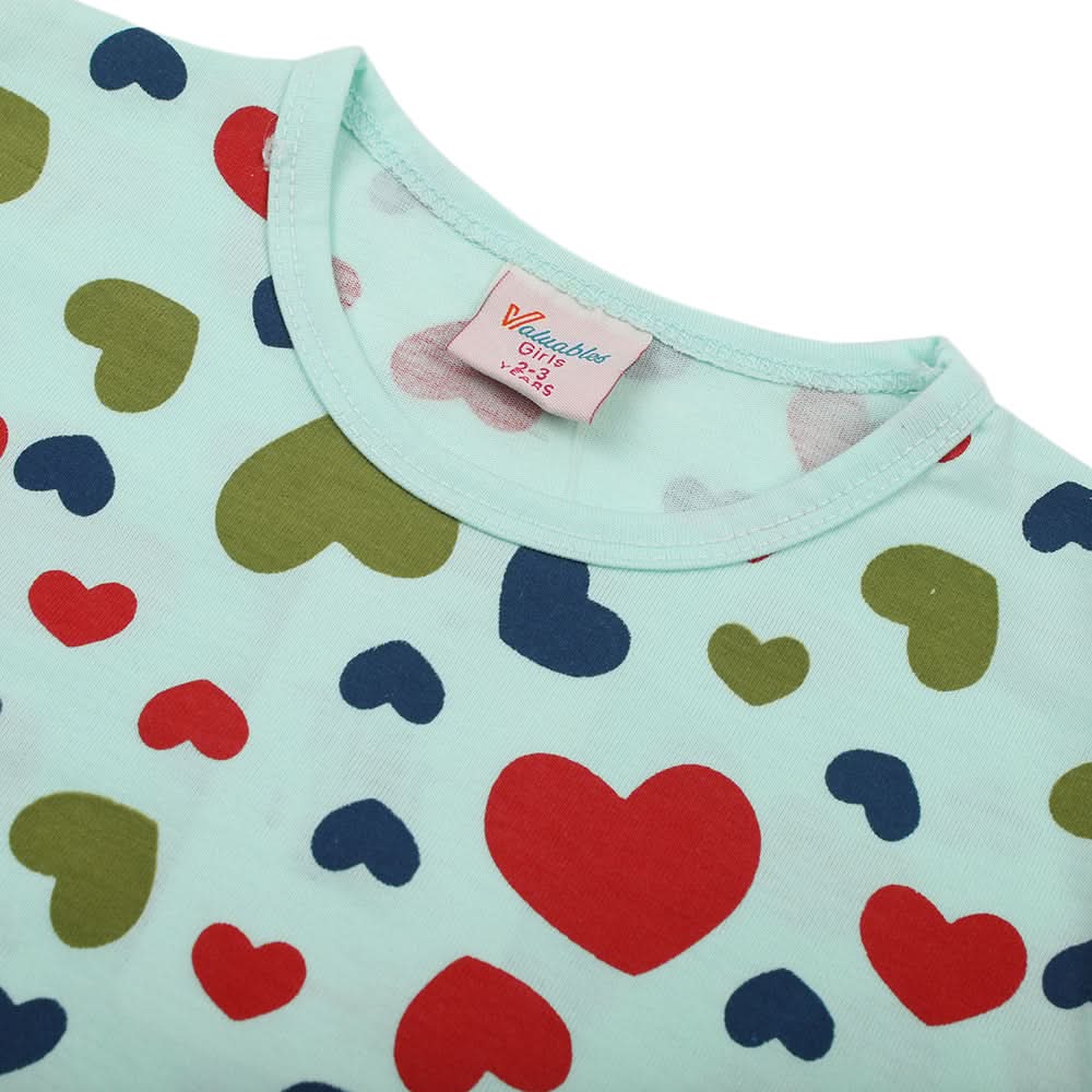 Girls Full Sleeves T-Shirt - Cyan, Girls T-Shirts, Chase Value, Chase Value