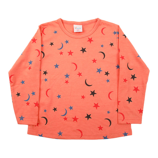 Girls Full Sleeves T-Shirt - Peach